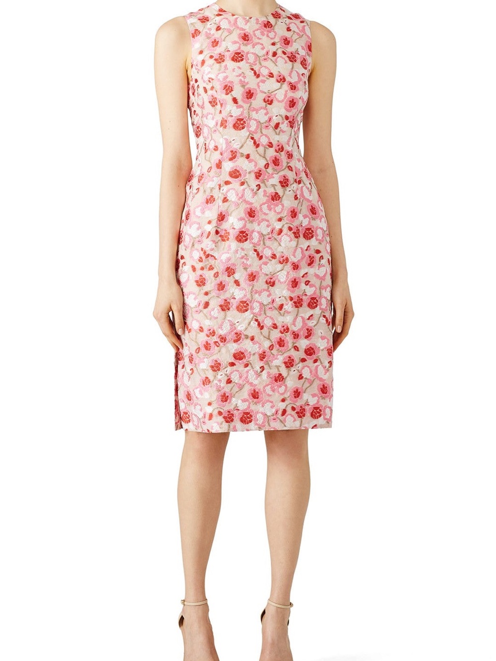 Prabal Gurung Pink Floral Jacquard Midi Dress